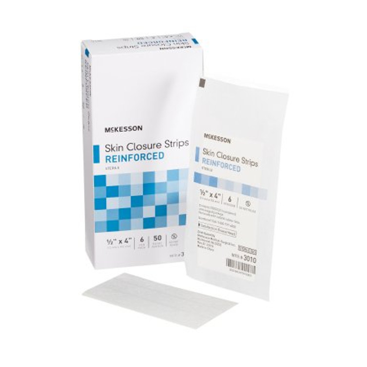Skin Closure Strip McKesson 1/2 X 4 Inch Nonwoven Material Reinforced Strip White 3010