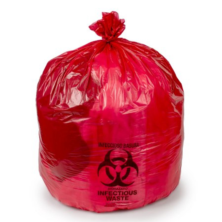 Infectious Waste Bag Colonial Bag 40 to 45 gal. Red Bag HDPE 40 X 48 Inch HDR404817