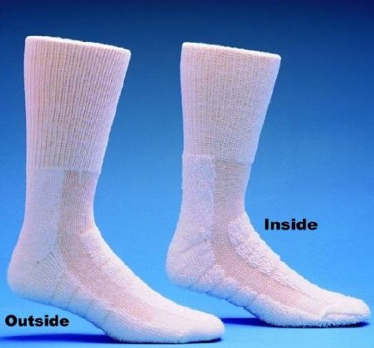 Diabetic Socks HealthDri Calf High Size 9-11 White Closed Toe 3555/D-1PK Pair/2