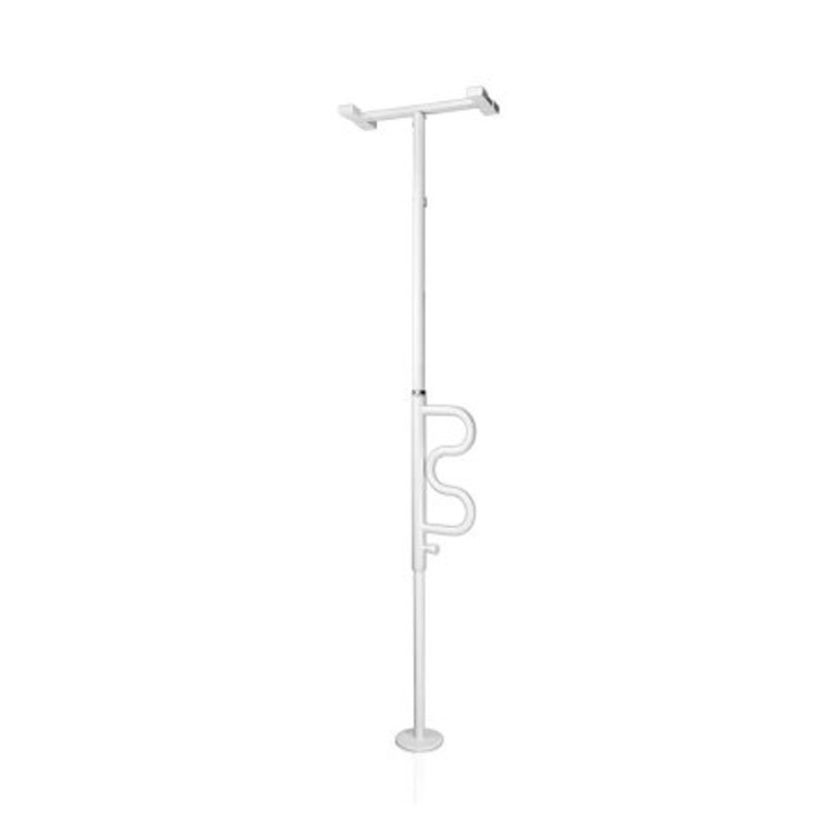 Security Pole with Curved Grab Bar Stander Black Powder-Coated Steel 1100-B