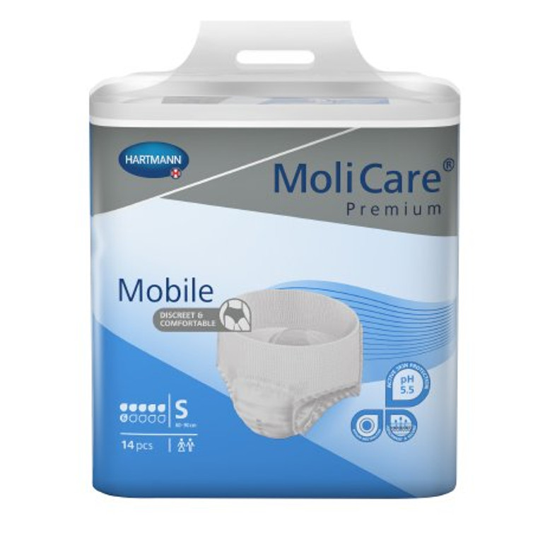 Unisex Adult Absorbent Underwear MoliCare Premium Mobile 6D Pull On with Tear Away Seams Small Disposable Moderate Absorbency 915831