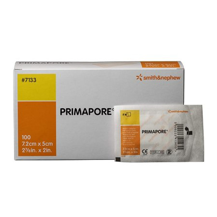 Adhesive Dressing Primapore 2 X 3 Inch Polyester Rectangle White Sterile 7133