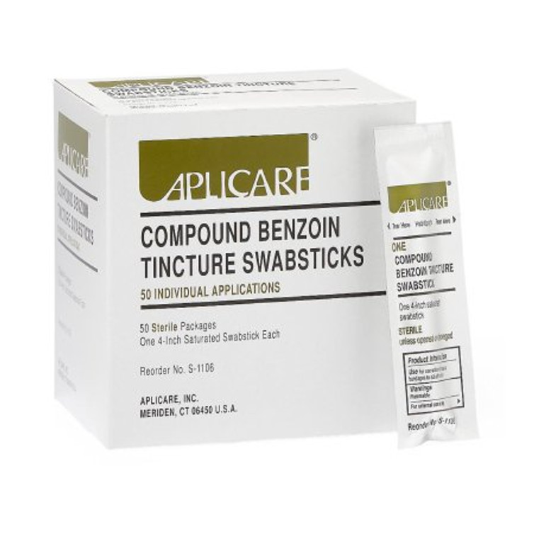 Impregnated Swabstick Aplicare 60 to 90% Strength Ethyl Alcohol / Compound Benzoin Tincture Individual Packet Sterile 96-7624 Case/50
