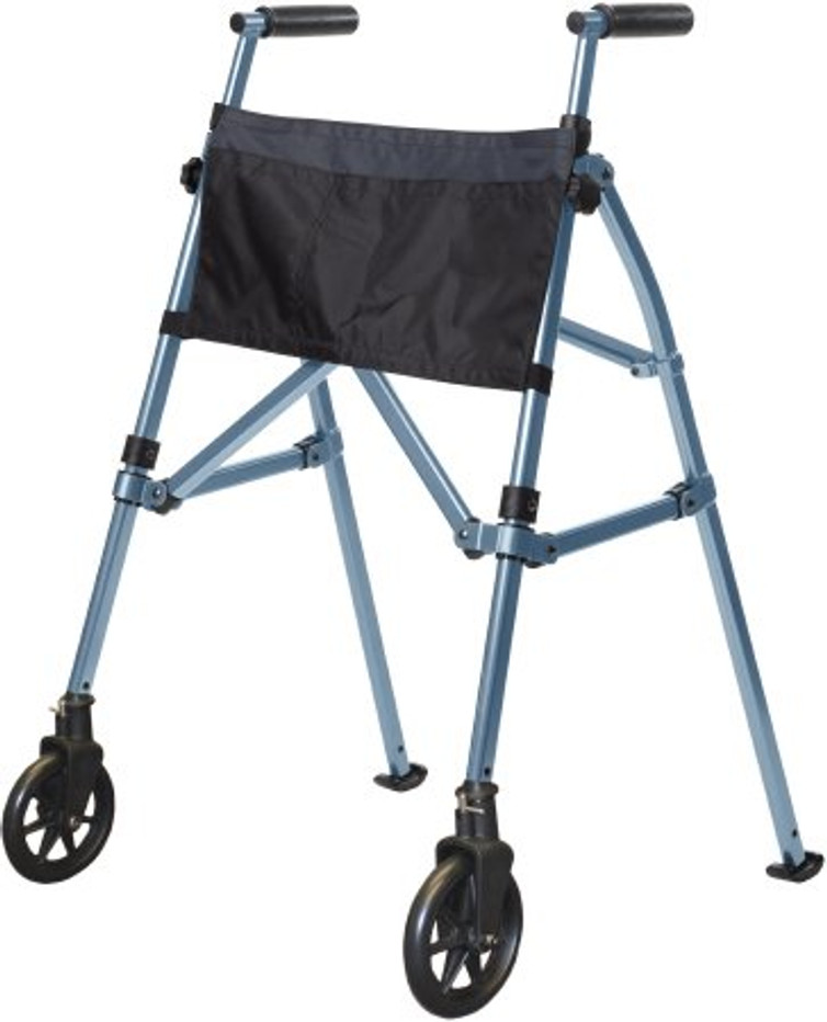 Folding Walker with Wheels Adjustable Height EZ Fold-N-Go Aluminum Frame 400 lbs. Weight Capacity 32 to 38-1/2 Inch Height 4300-CB