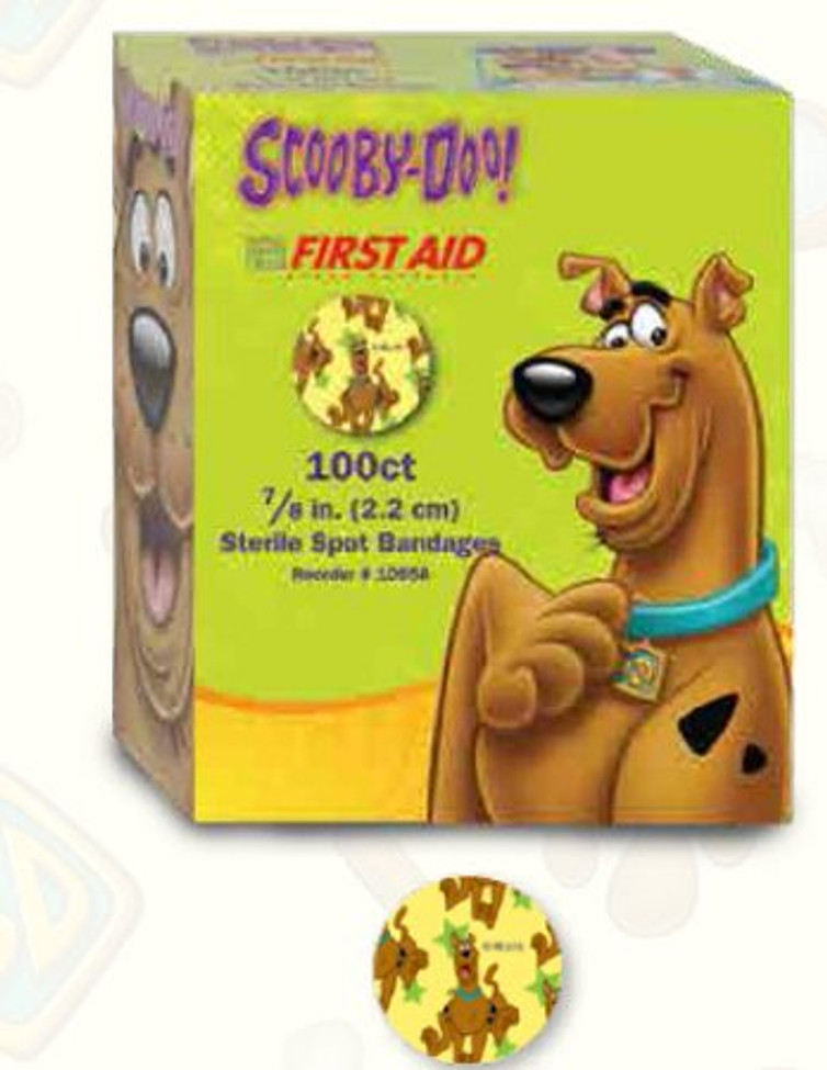 Adhesive Spot Bandage American White Cross 7/8 Inch Plastic Round Kid Design Scooby Doo Sterile 10658