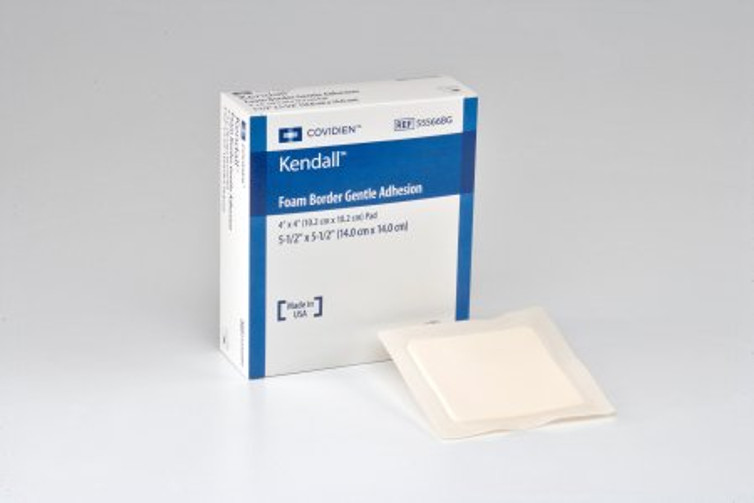 Silicone Foam Dressing Kendall Border Foam Gentle Adhesion 5-1/2 X 5-1/2 Inch Square Silicone Adhesive with Border Sterile 55566BG