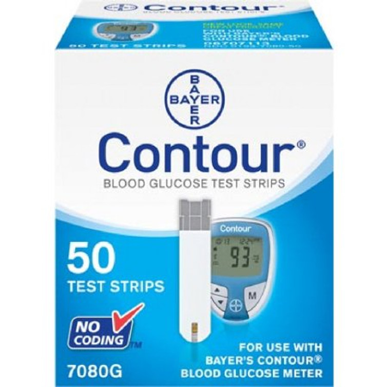 Blood Glucose Test Strips Contour 50 Strips per Box Tiny 0.6 Microliter blood sample For 9545 Meter 7080G