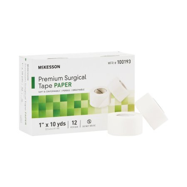 Medical Tape McKesson Breathable Paper 1 Inch X 10 Yard White NonSterile 100193