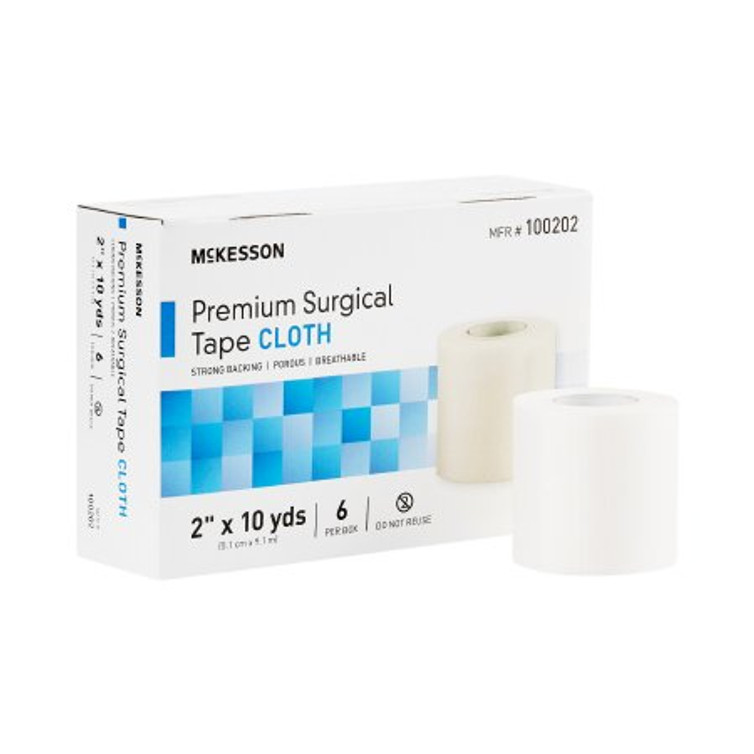 Medical Tape McKesson High Adhesion Silk-Like Cloth 2 Inch X 10 Yard White NonSterile 100202