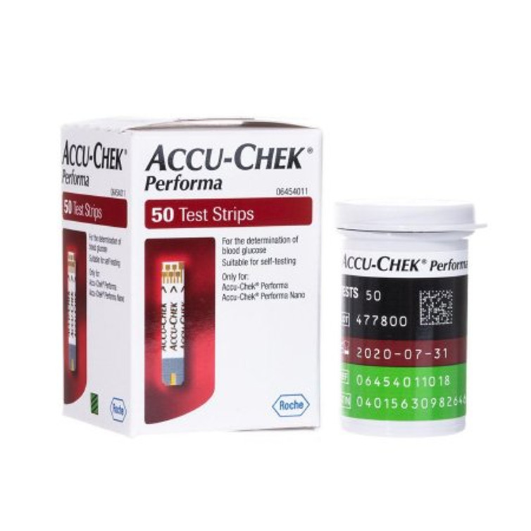 Blood Glucose Test Strips Accu-Chek Performa 50 Strips per Box Tiny 0.6 microliter drop For Accu-Chek Performa Blood Glucose Meter 07299702001