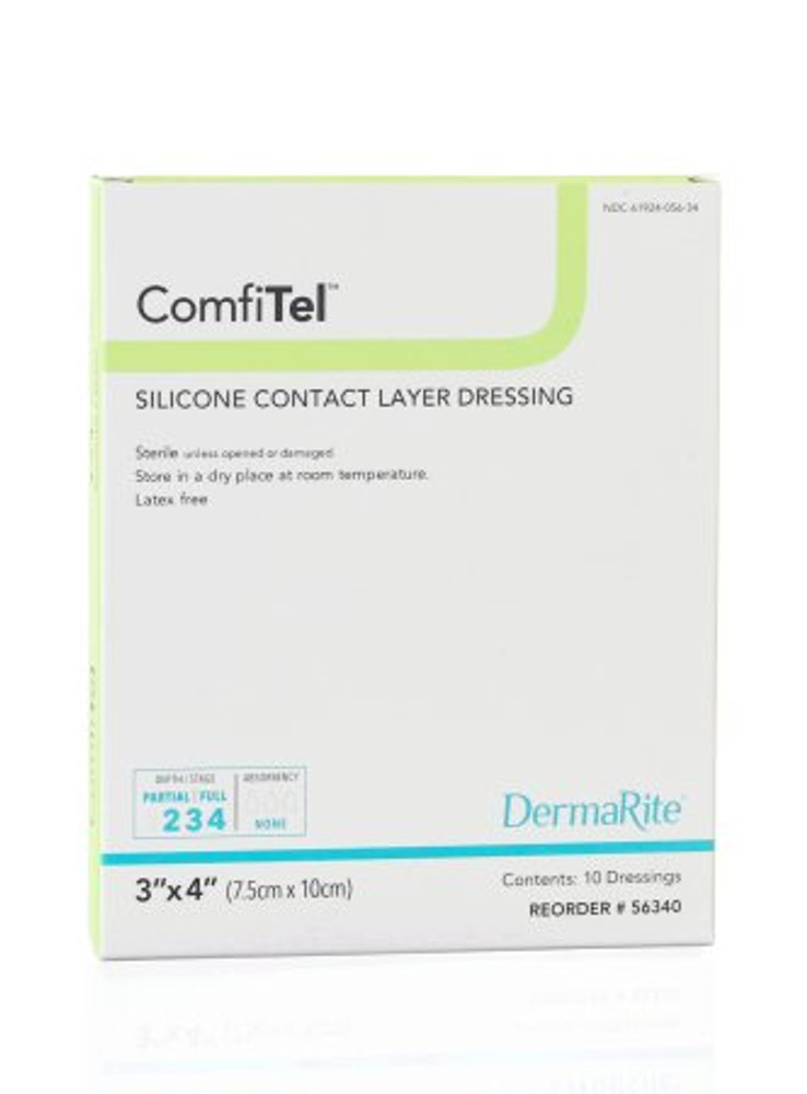 Wound Contact Layer Dressing ComfiTel Silicone 3 X 4 Inch Sterile 56340