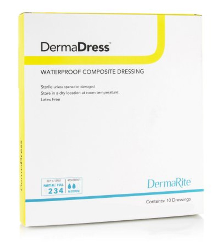 Composite Dressing DermaDress Waterproof 4 X 14 Inch Polyester / Rayon / Nonwoven Sterile 12414