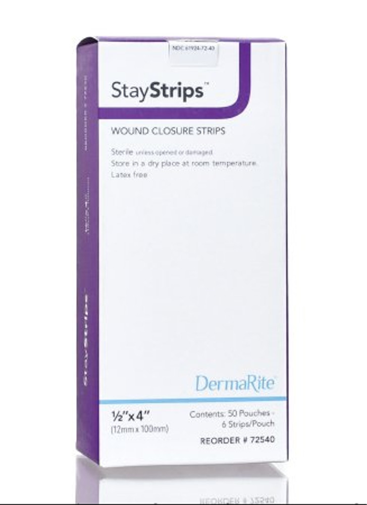 Skin Closure Strip StayStrips 1/2 X 4 Inch Nonwoven Material Flexible Strip White 72540