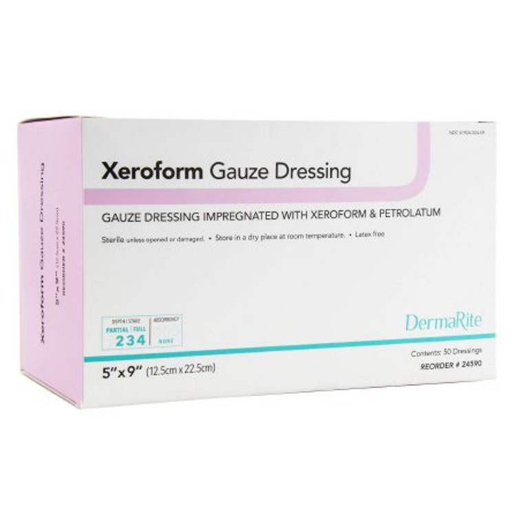 Impregnated Dressing DermaRite 5 X 9 Inch Gauze Xeroform / Petrolatum Sterile 24590