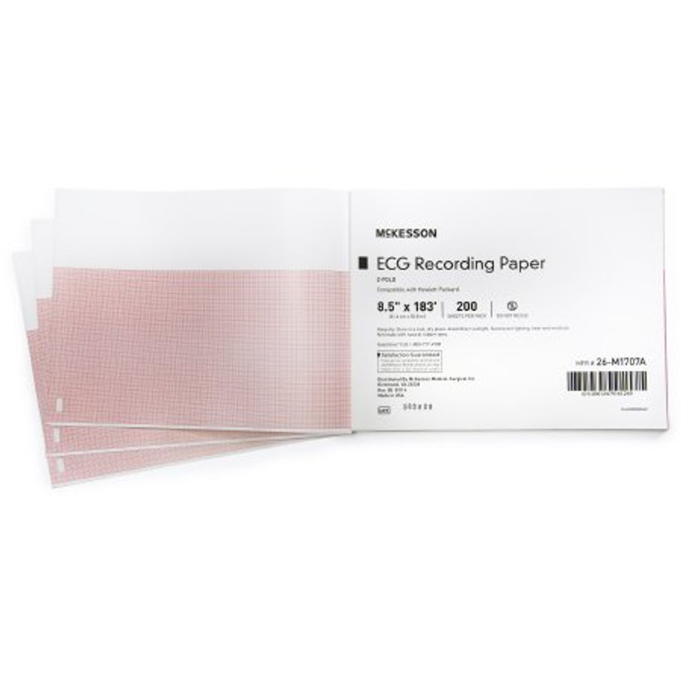 Diagnostic Recording Paper McKesson Thermal Paper 8-1/2 Inch X 183 Foot Z-Fold Red Grid 26-M1707A