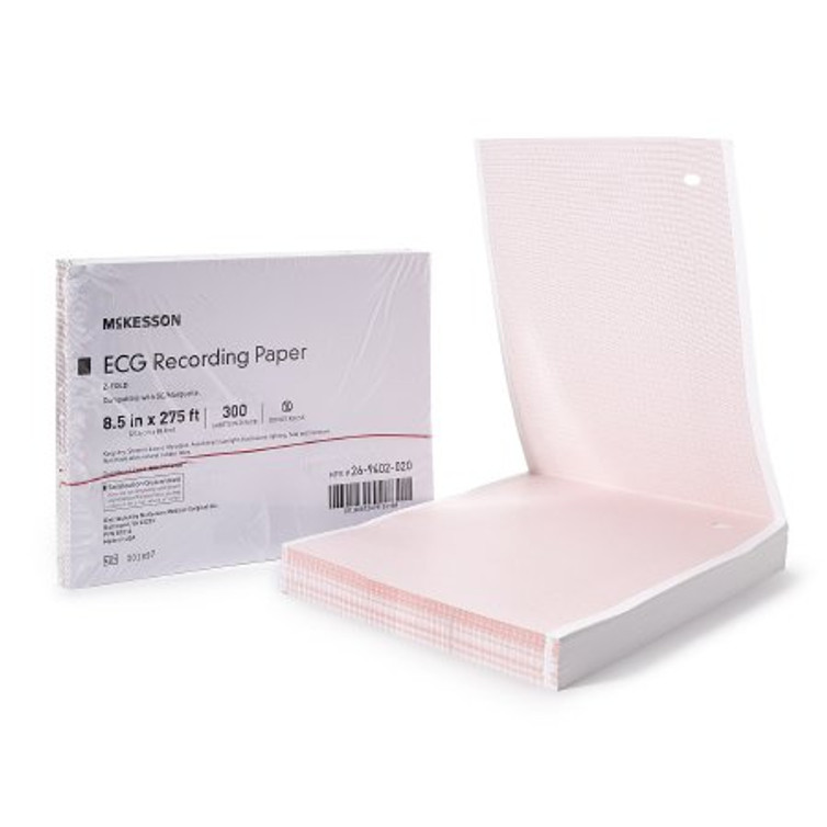 Diagnostic Recording Paper McKesson Thermal Paper 8-1/2 Inch X 275 Foot Z-Fold Red Grid 26-9402-020