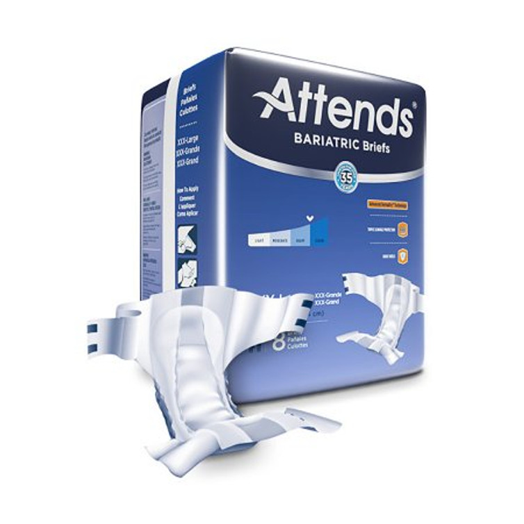 Unisex Adult Incontinence Brief Attends Bariatric 3X-Large Disposable Heavy Absorbency DD60