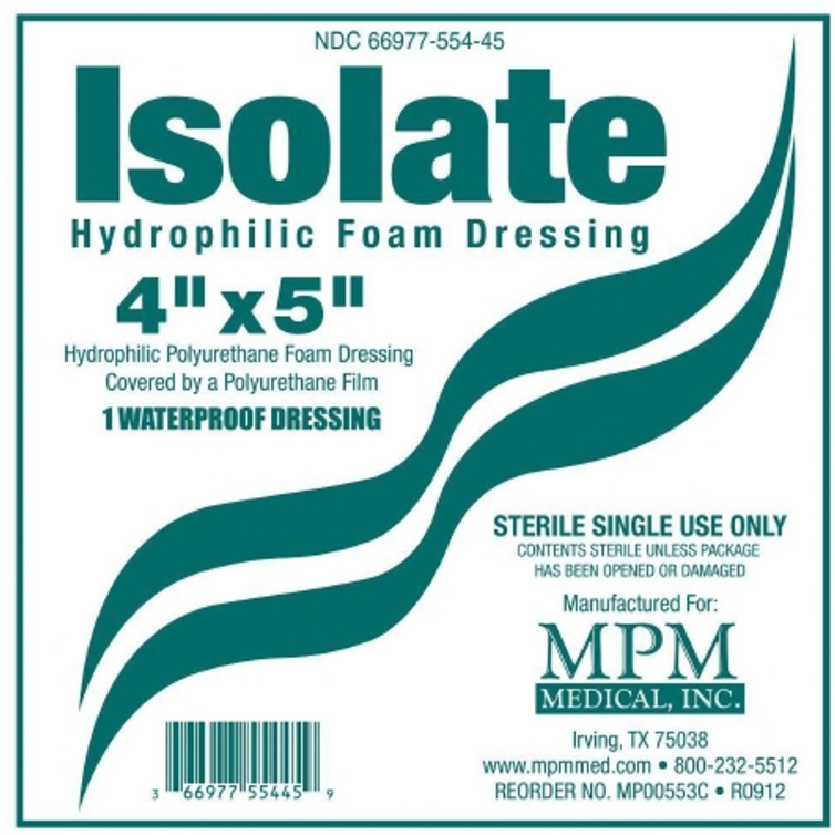 Foam Dressing MPM Isolate 4 X 5 Inch Rectangle Non-Adhesive without Border Sterile MP00553