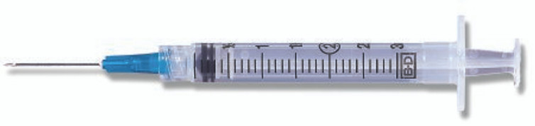 Syringe with Hypodermic Needle PrecisionGlide 3 mL 23 Gauge 1-1/2 Inch Detachable Needle Without Safety 309589