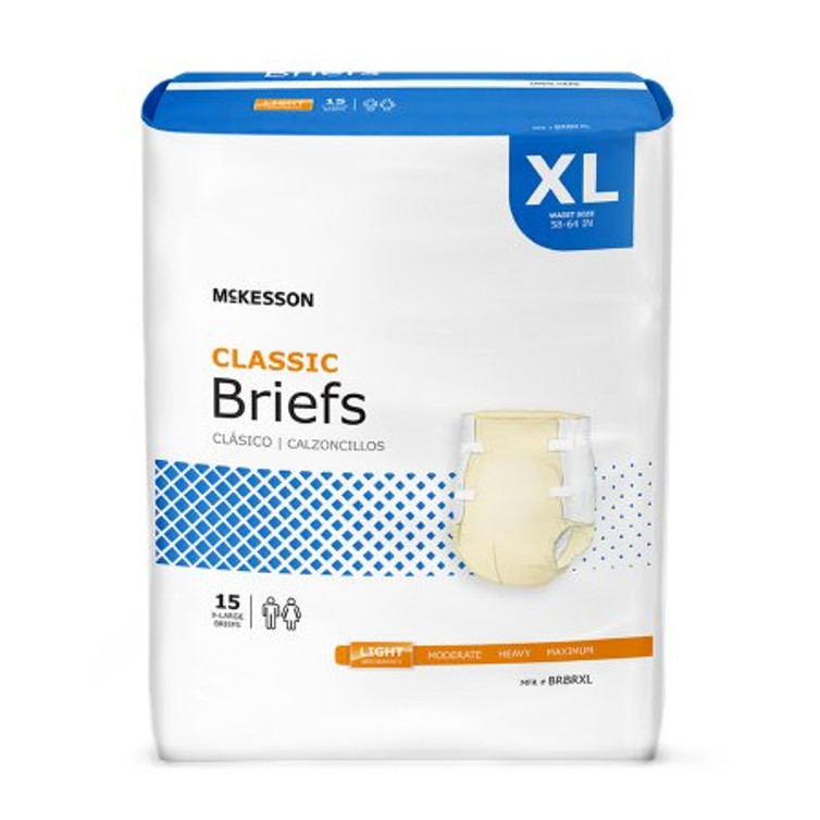 Unisex Adult Incontinence Brief McKesson Classic X-Large Disposable Light Absorbency BRBRXL