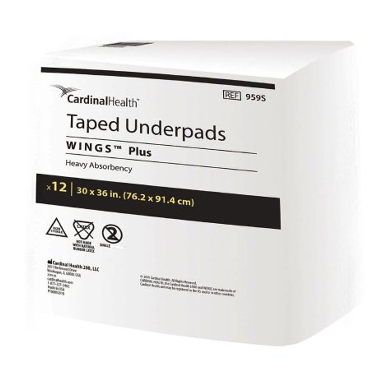 Underpad Wings Specialty 30 X 36 Inch Disposable Fluff / Polymer Heavy Absorbency 959S