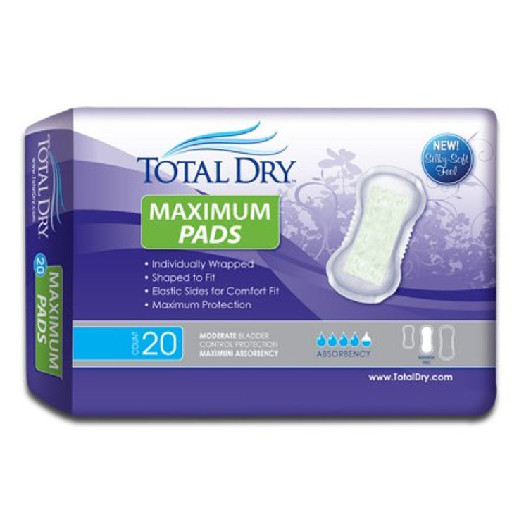 Bladder Control Pad TotalDry 13-3/4 Inch Length Moderate Absorbency Polymer Core Regular Adult Female Disposable SP1573