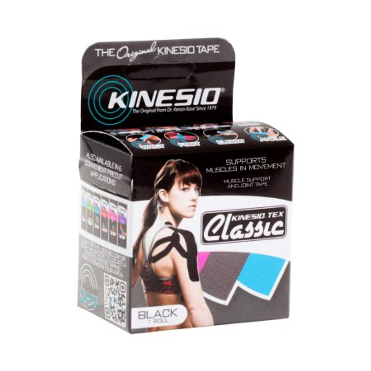 Kinesiology Tape Kinesio Tex Classic Water Resistant Cotton 2 Inch X 4 Yard Black NonSterile CKT95024