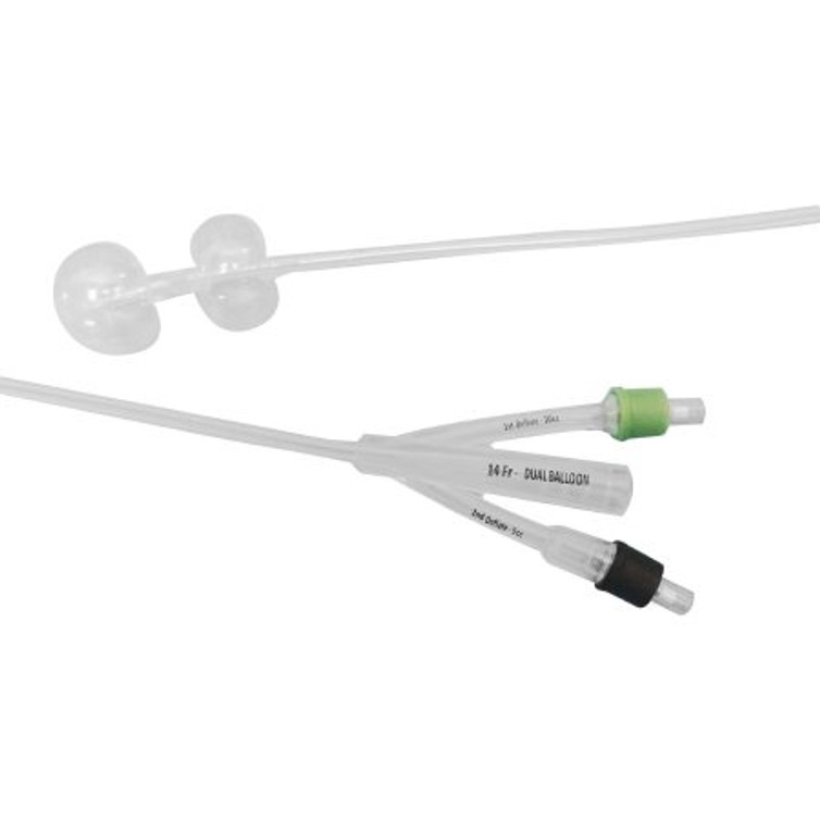 Foley Catheter Duette 2-Way Subsumed Tip 10 cc Proximal Balloon 5 cc Distal Balloon 18 Fr. Silicone D-10018