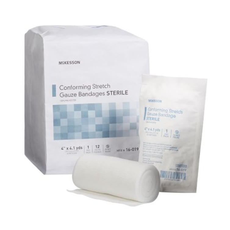 Conforming Bandage McKesson Polyester 4 Inch X 4-1/10 Yard Roll Shape Sterile 16-019