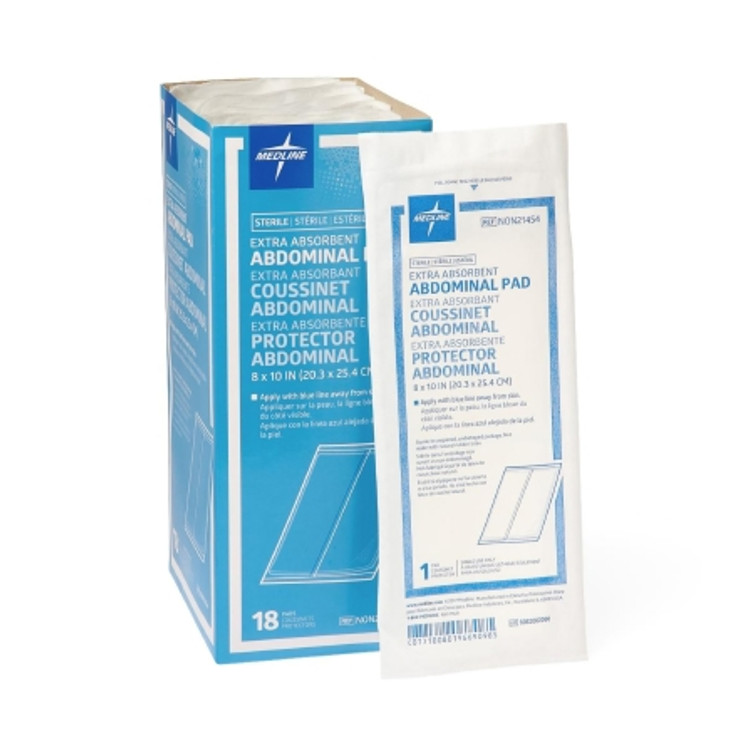 Abdominal Pad Nonwoven Cellulose 8 X 10 Inch Rectangle Sterile NON21454