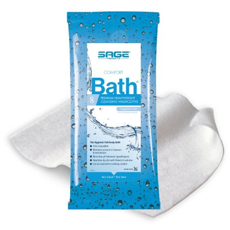 Rinse-Free Bath Wipe Comfort Bath Soft Pack Water / Glycerin / Aloe / Vitamin E Unscented 8 Count 7903
