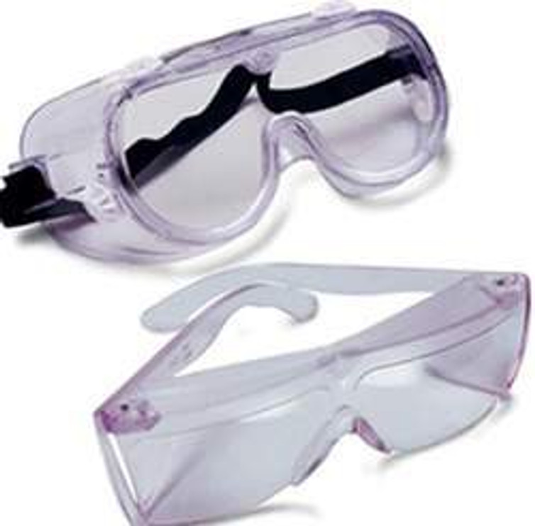 Protective Goggles ChemoPlus Wraparound Clear Tint Plastic Lens Clear Frame Over Ear One Size Fits Most DP5030G
