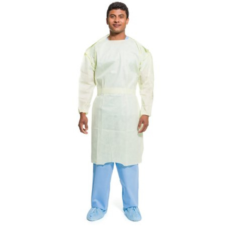 Protective Procedure Gown Halyard Tri-Layer One Size Fits Most Blue NonSterile AAMI Level 2 Disposable 69981