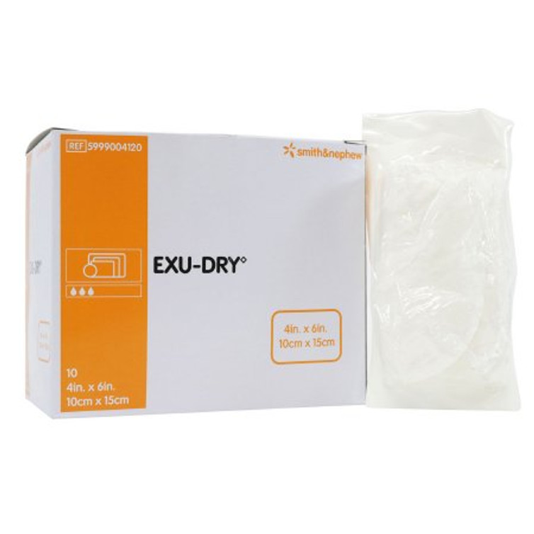 Anti-Shear Absorbent Dressing Exu-Dry Polyethylene / Rayon / Cellulose 4 X 6 Inch 5999004120