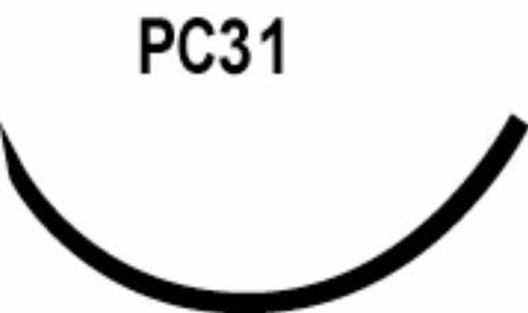 Suture with Needle PolySyn Absorbable Coated Undyed Suture Braided Polyglycolic Acid Suture Size 4 - 0 18 Inch Suture 1-Needle 19 mm Length 3/8 Circle Precision Reverse Cutting Needle 496B Box/12