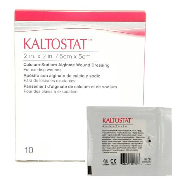 Calcium Alginate Dressing Kaltostat 2 X 2 Inch Square Calcium Alginate Sterile 168210