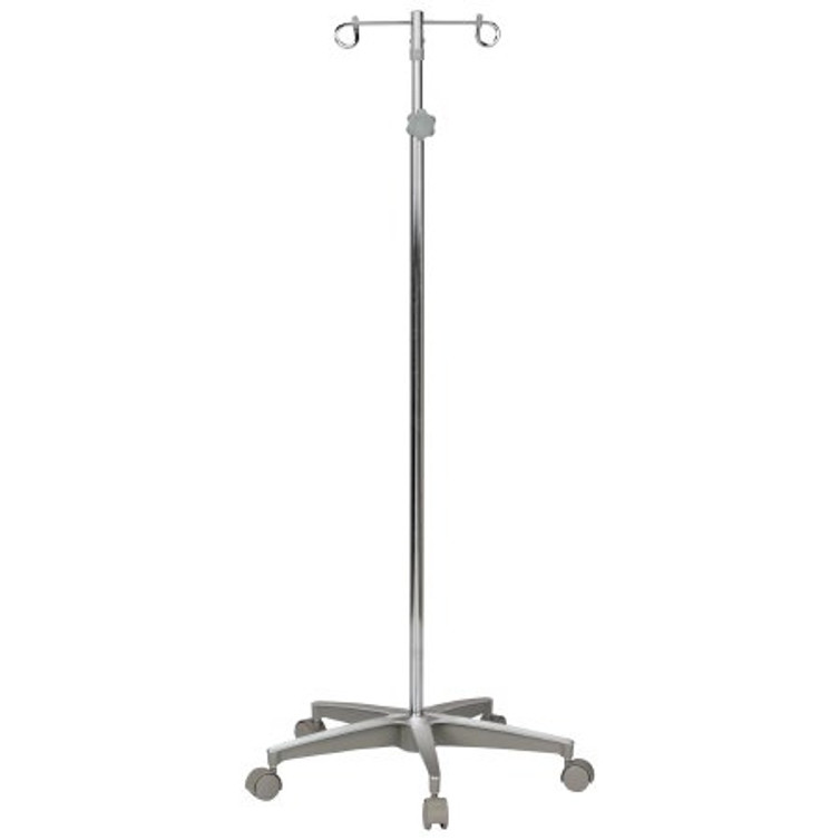 IV Stand Floor Stand McKesson 2-Hook 4-Leg Dual-Wheel Nylon Casters 22 Inch Epoxy-Coated Steel Base 81-11300 Each/1