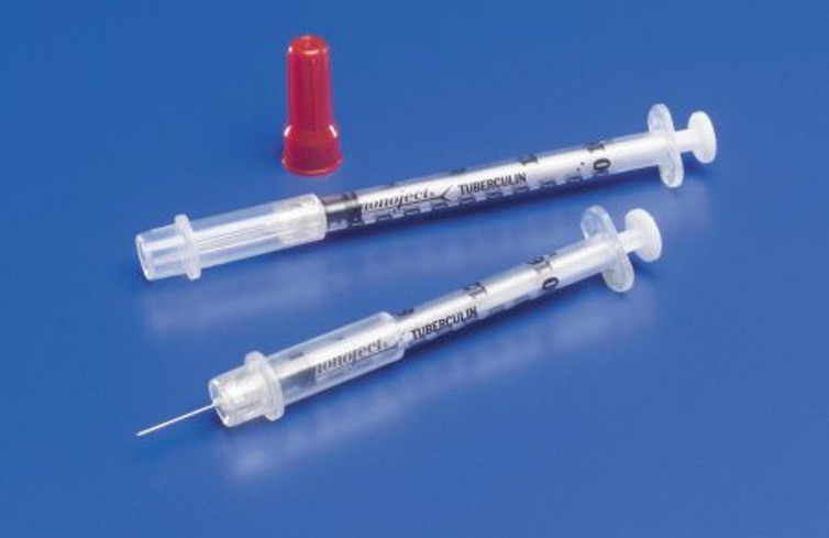 Insulin Syringe with Needle Monoject 0.3 mL 29 Gauge 1/2 Inch Attached Needle Sliding Safety Needle 8881511144