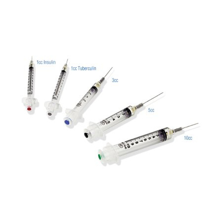 Syringe with Hypodermic Needle VanishPoint 10 mL 22 Gauge 1 Inch Attached Needle Retractable Needle 11031