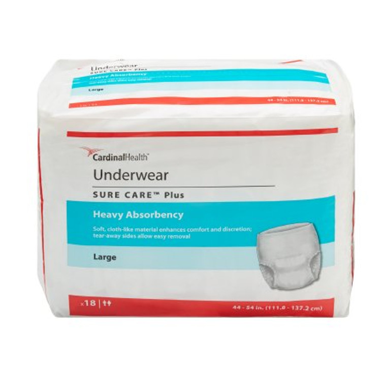 Unisex Adult Absorbent Underwear Sure Care Plus Pull On with Tear Away Seams Large Disposable Heavy Absorbency 1615A