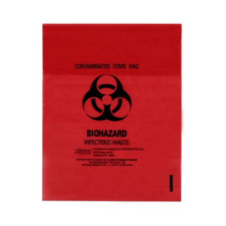Biohazard Waste Bag Medegen Medical Products 1 to 3 gal. Red Bag Polyethylene 11 X 14 Inch 50-42