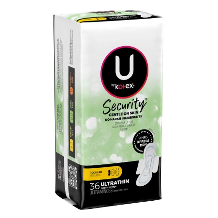 Feminine Pad U by Kotex Security Ultra Thin with Wings Regular Absorbency 53631 Case/216