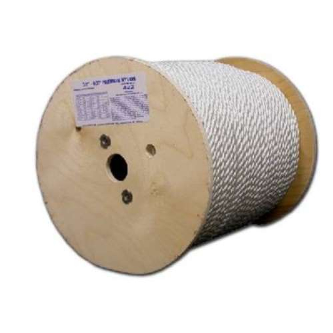 1/4 X 600' WHITE NYLON ROPE SPOOLED - 1490 LBS BREAK - Bairstow Lifting  Products