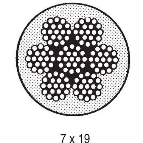 5/16"-3/8" 7X19 IWRC RRL GALV COATED A/C CABLE 9800 LB BREAK