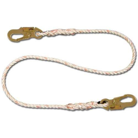 1/2" X 20' NYLON ROPE LANYARD W/ 3600# GATE SNAP HOOK EA END