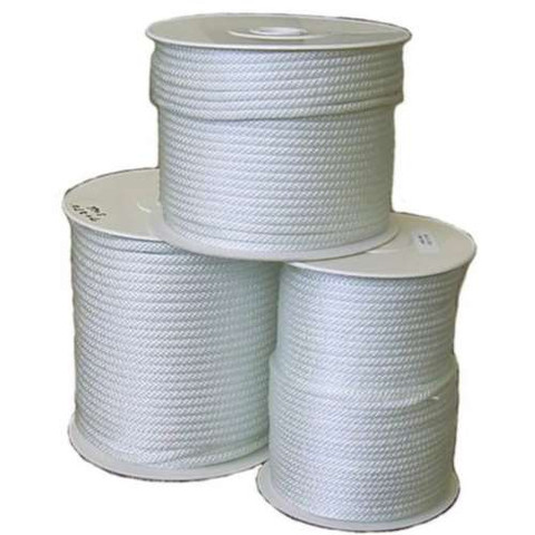 1/4" X 500' WHITE SOLID BRAID NYLON ROPE - 845 LBS BREAK #8