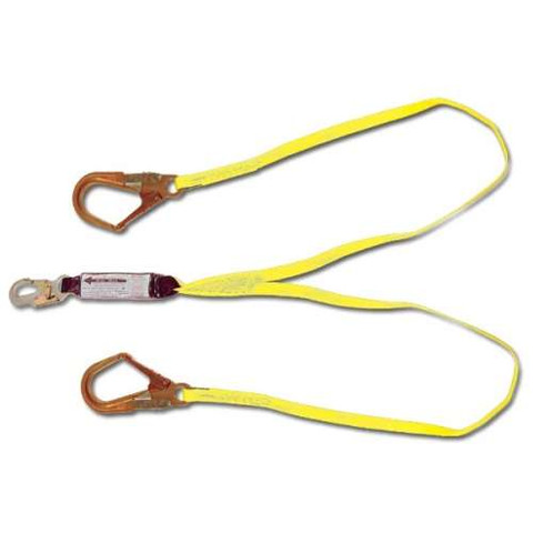 1" X 3' DOUBLE LEG WEB LANYARD W/ZORBER & 3600# GATE REBAR HK