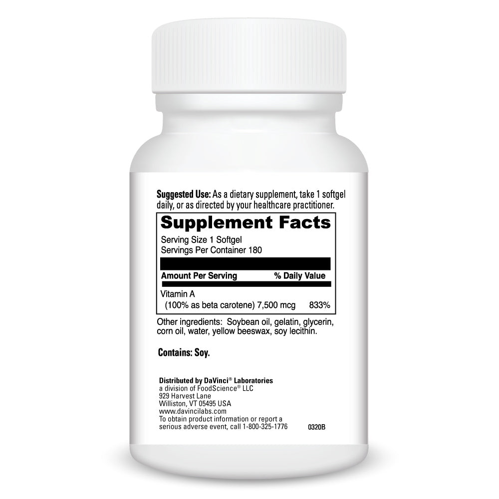 Bêta-carotène Swanson 25000 UI - 300 Gélules, Vitamine A, Dosage 7500 Mcg, Neuf