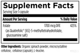 L-5-MTHF 1700mcg DFE (1 mg) 120 capsules by Designs For Health