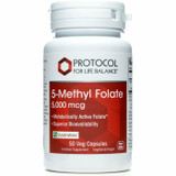 5-Methyl Folate 5,000 mcg 50 vcaps by Protocol For Life Balance